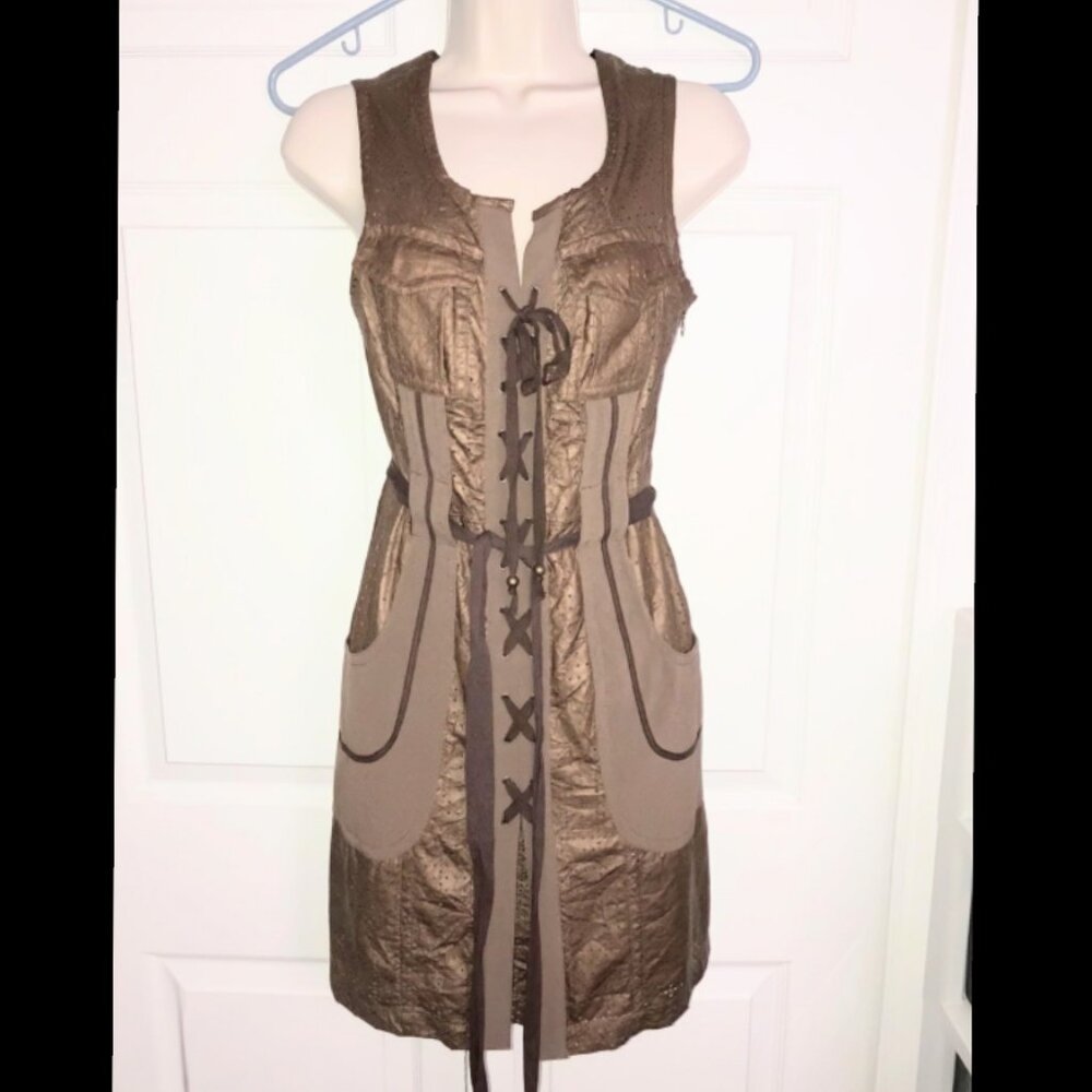 Tracy Reese Brown Faux Leather Corset Dress – Size
